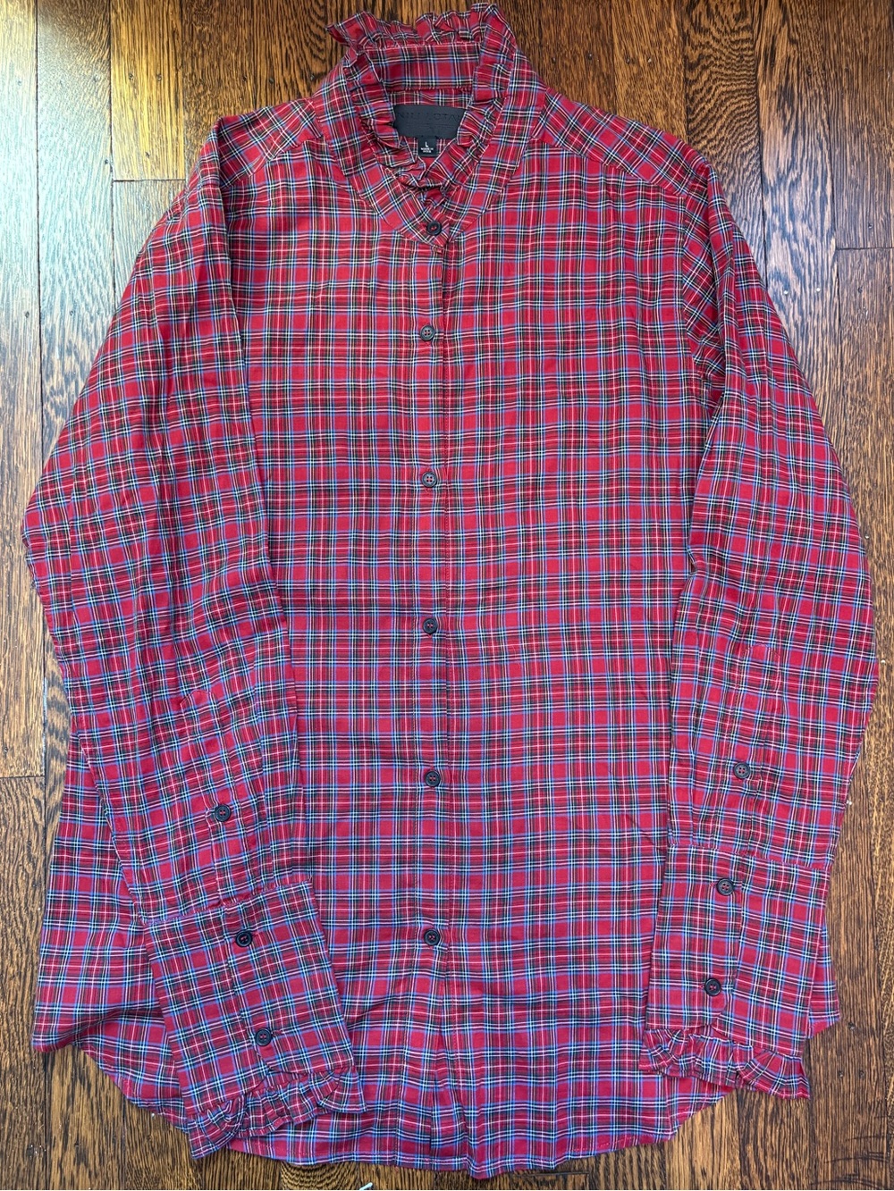Nili Lotan Red Plaid Button-Down Shirt